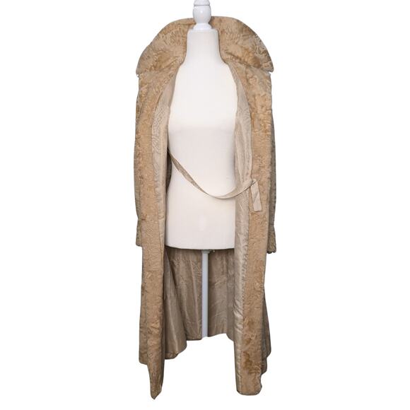 Vintage Lamb Shearling Coat in Sand – Minimalist A-Line Silhouette - Picture 6 of 14